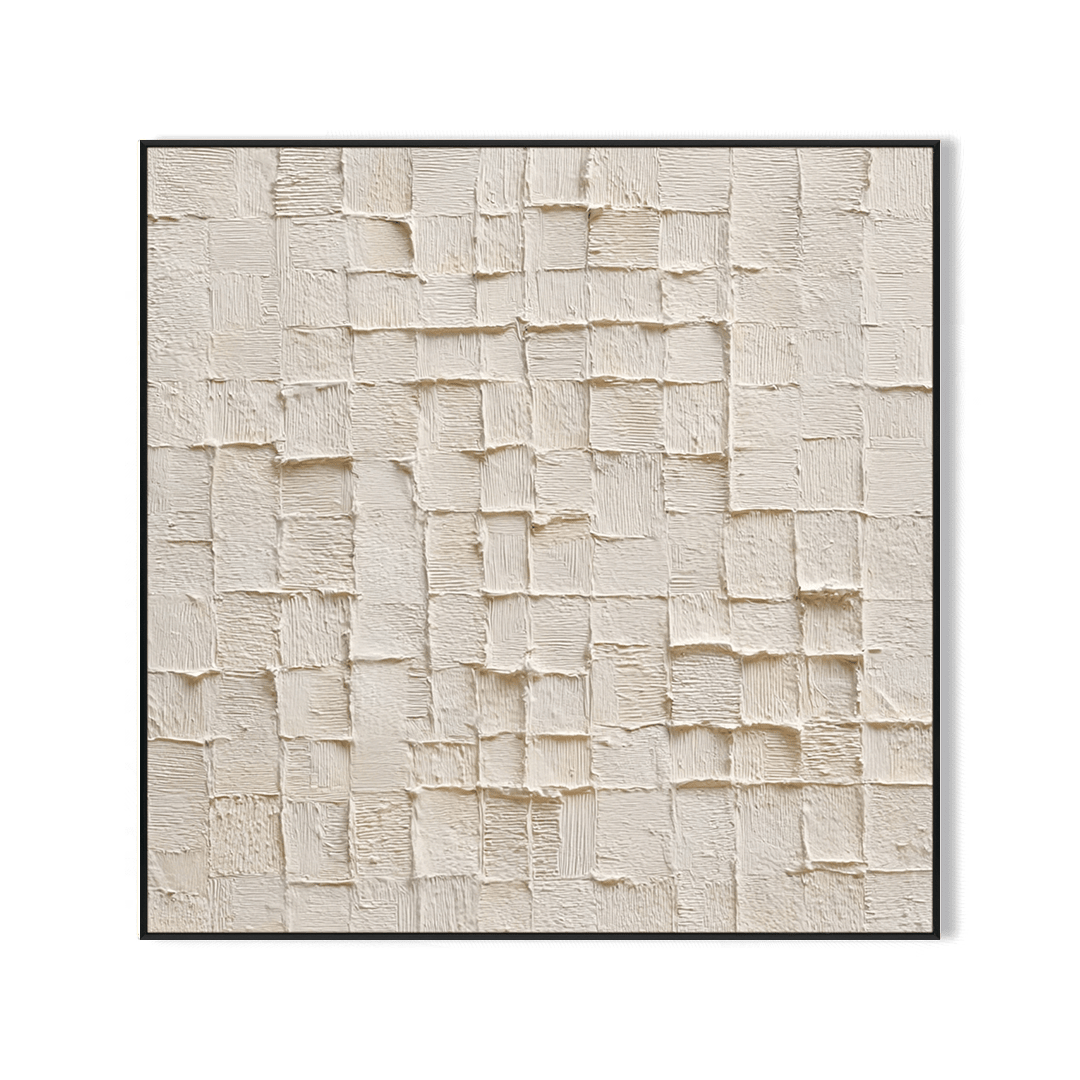 Ivory Layers - Minimalist Textured Square Painting #RGH5(43) Painting artwepaint 