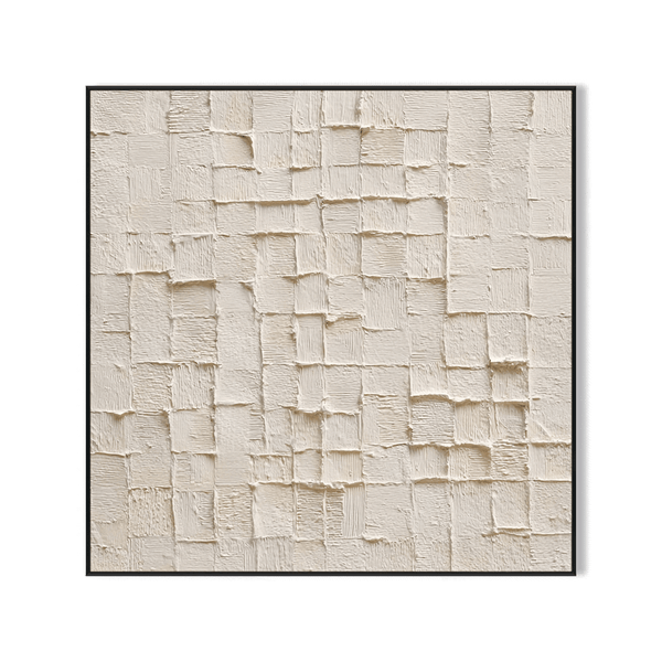 Ivory Layers - Minimalist Textured Square Painting #RGH5(43) Painting artwepaint 