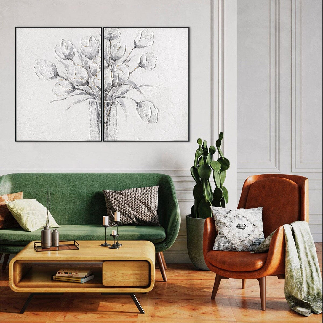 Ivory Tulips I - Minimal Textured Painting#L0661 Painting artwepaint 