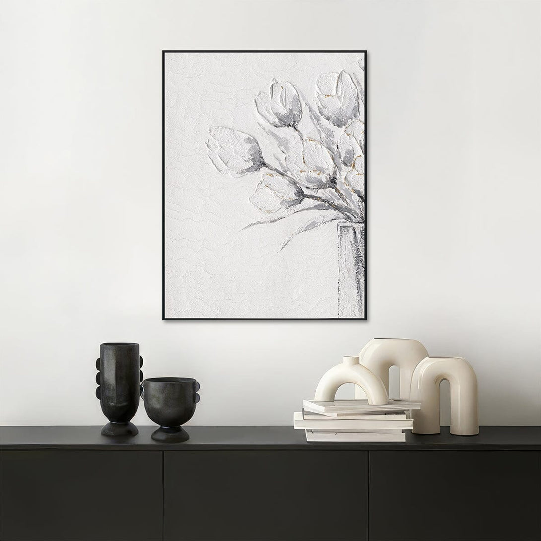Ivory Tulips I - Minimal Textured Painting#L0661 Painting artwepaint 