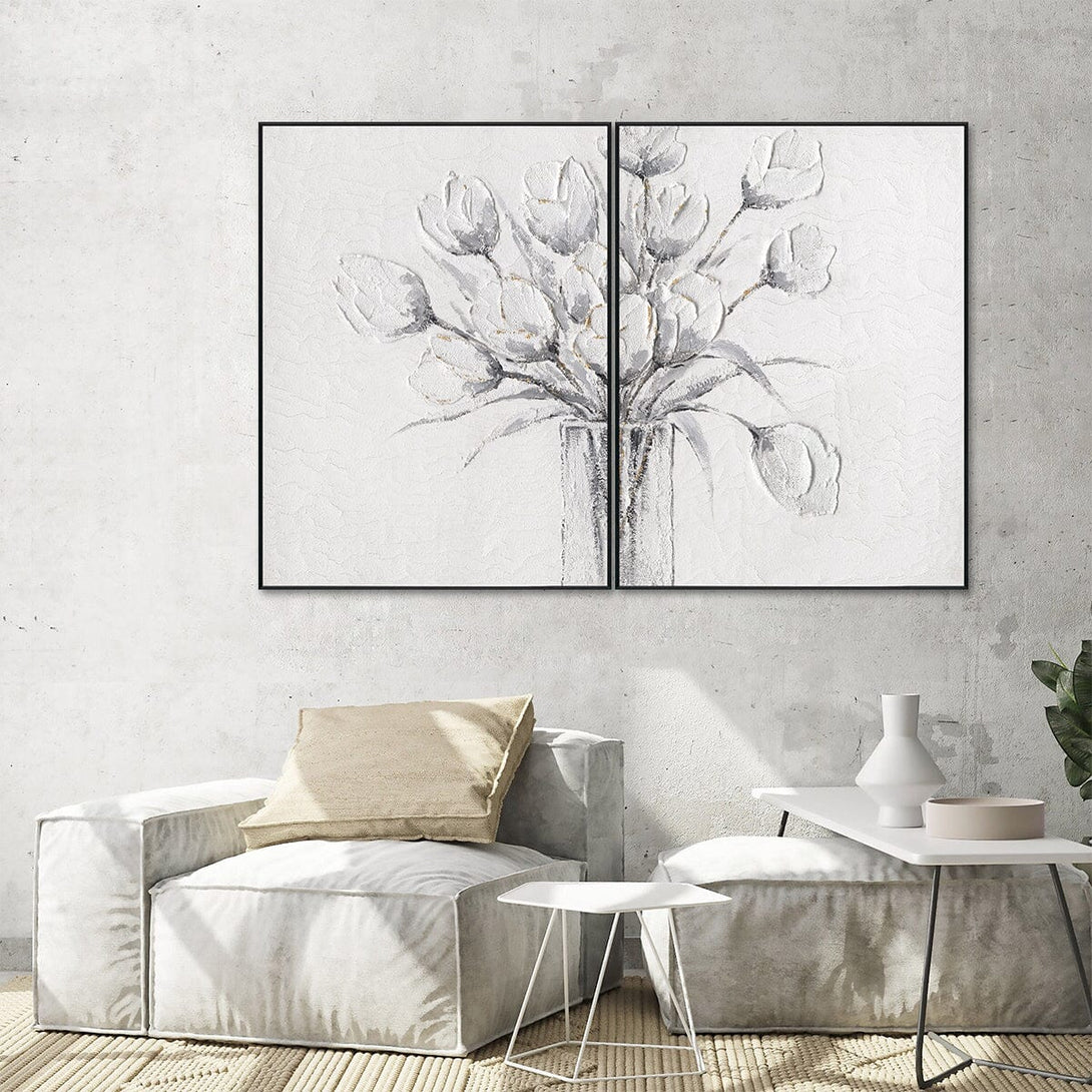 Ivory Tulips I - Minimal Textured Painting#L0661 Painting artwepaint 