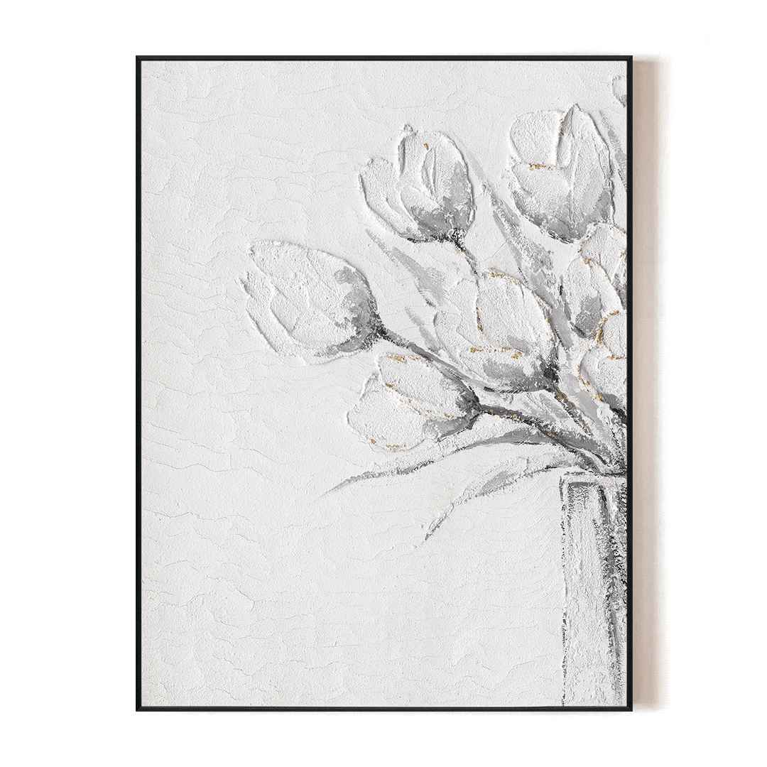 Ivory Tulips I - Minimal Textured Painting#L0661 Painting artwepaint 