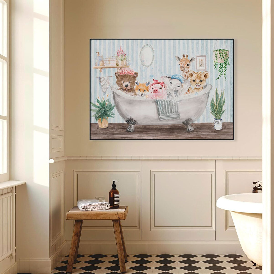 Joyful Bath Time - Animal Illustration #M3574 Painting artwepaint 
