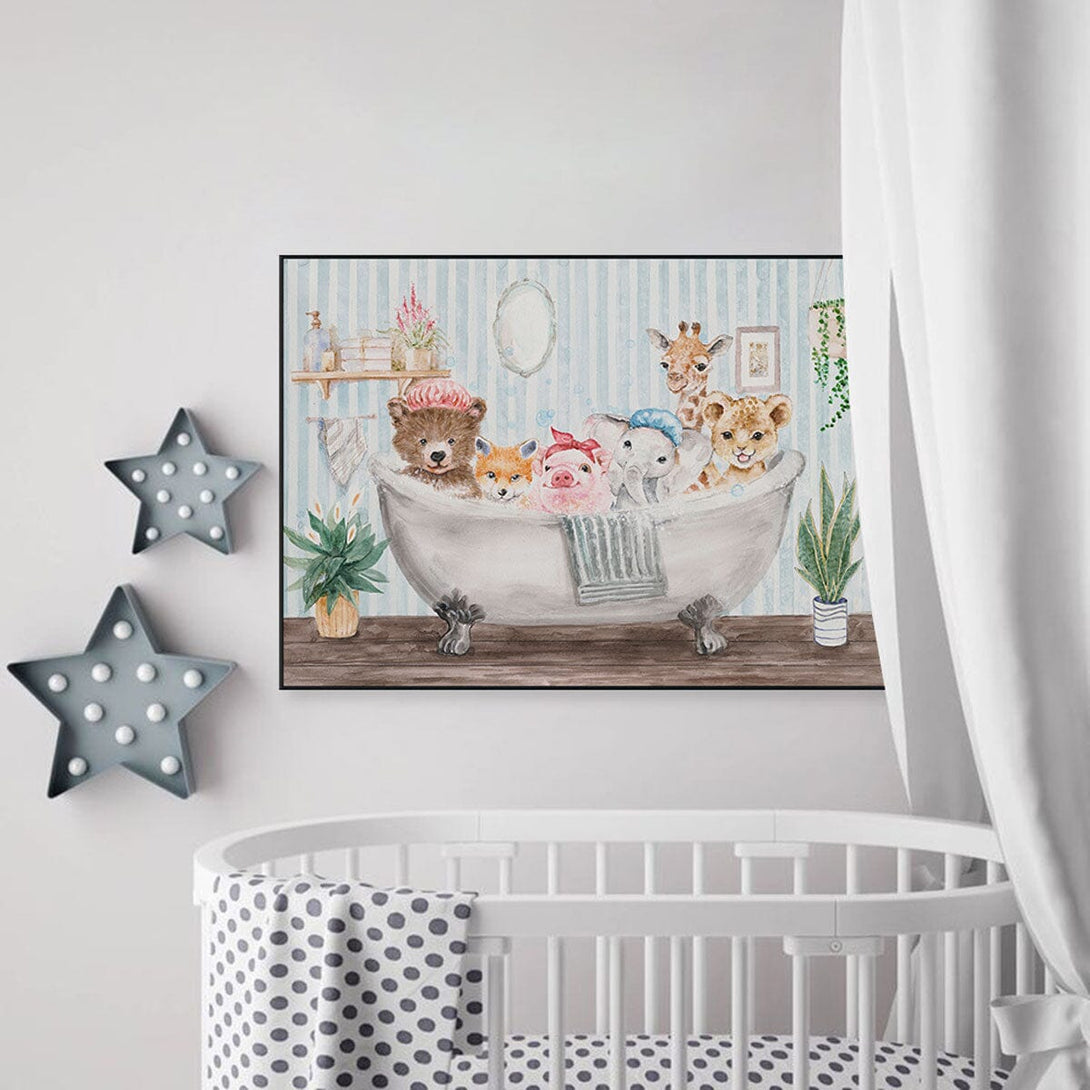Joyful Bath Time - Animal Illustration #M3574 Painting artwepaint 