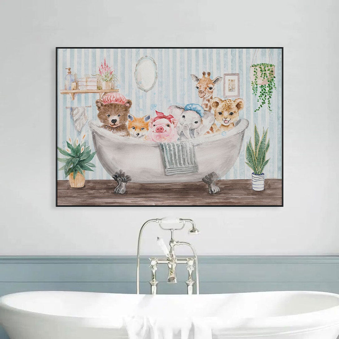 Joyful Bath Time - Animal Illustration #M3574 Painting artwepaint 