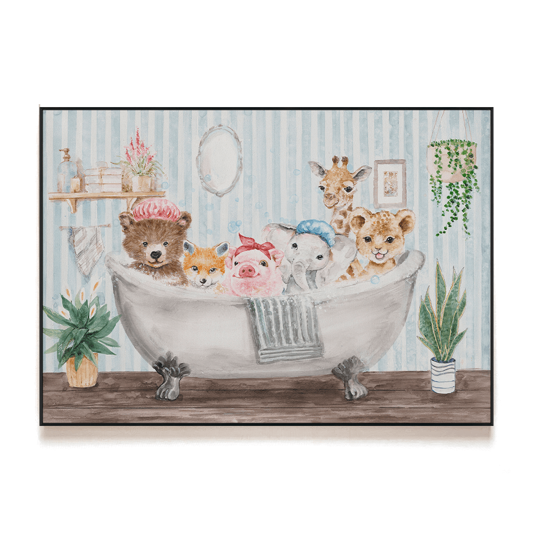 Joyful Bath Time - Animal Illustration #M3574 Painting artwepaint 
