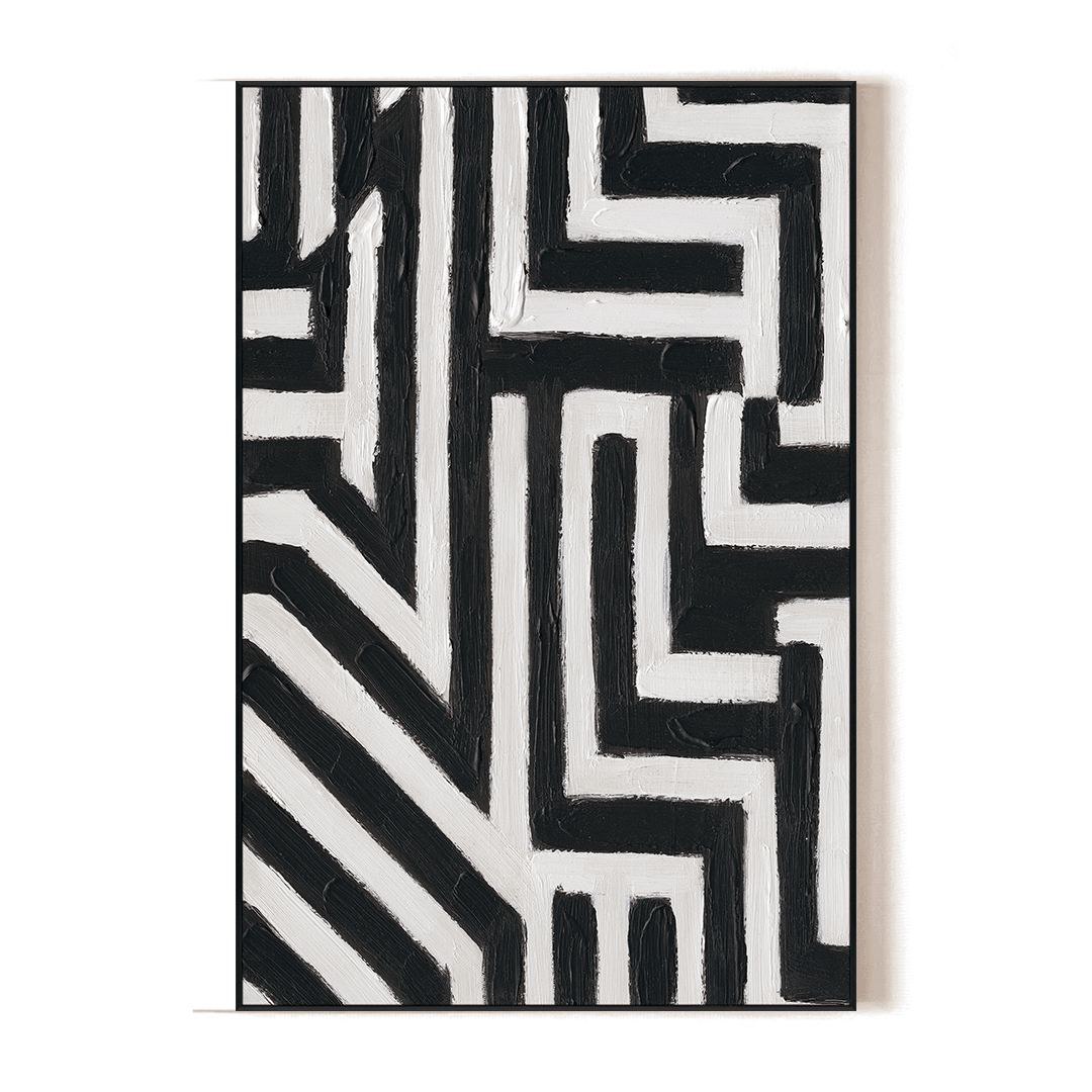 Labyrinth Flow - Black & White Abstract Painting#P4718 Painting artwepaint 