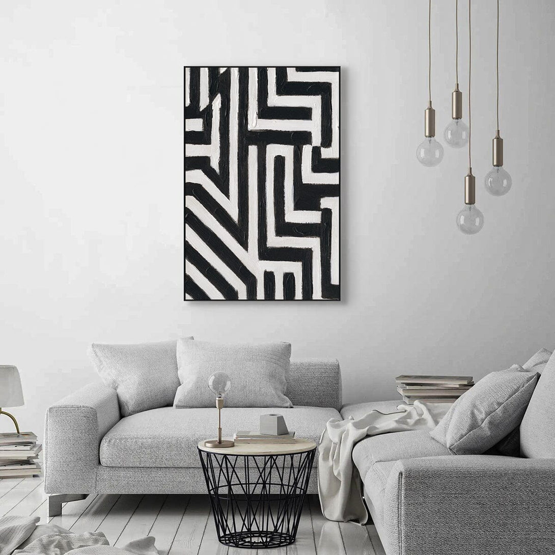 Labyrinth Flow - Black & White Abstract Painting#P4718 Painting artwepaint 