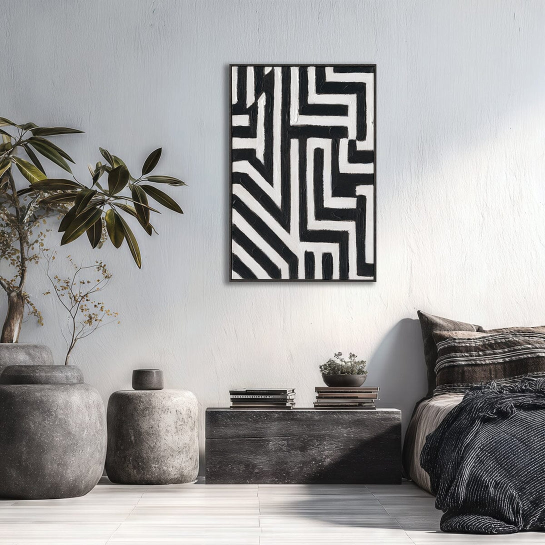 Labyrinth Flow - Black & White Abstract Painting#P4718 Painting artwepaint 