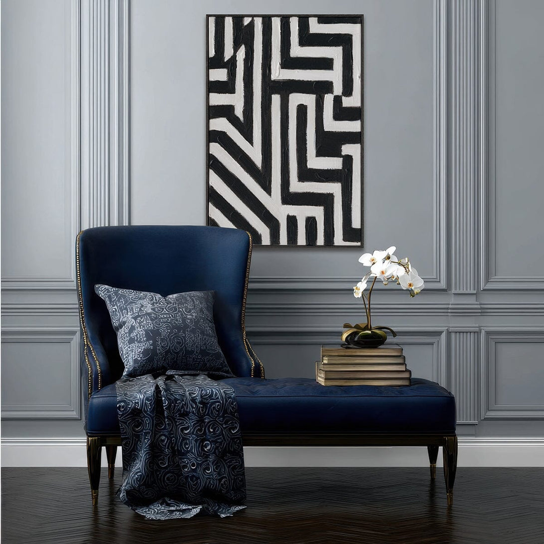 Labyrinth Flow - Black & White Abstract Painting#P4718 Painting artwepaint 