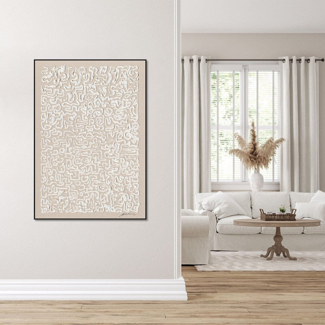 Labyrinth Symbols - White Textured Abstract #MM5855 Painting artwepaint 