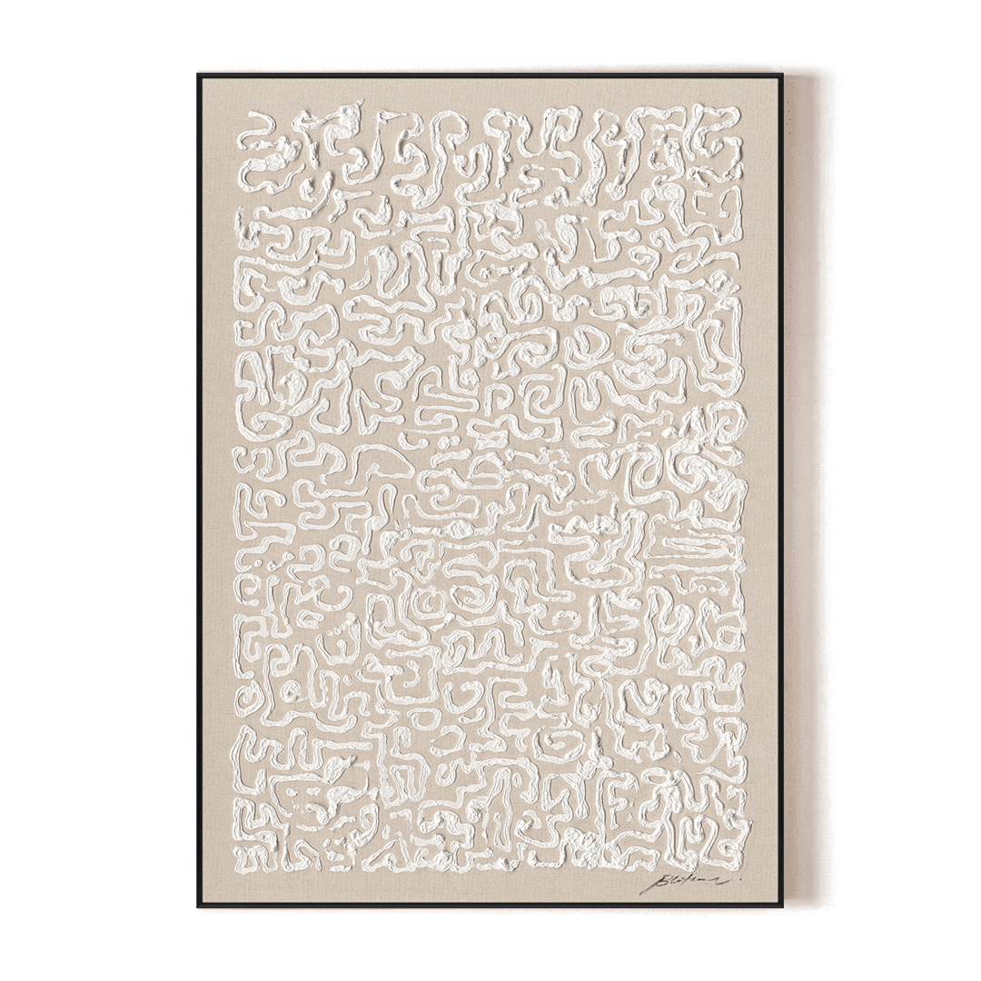 Labyrinth Symbols - White Textured Abstract #MM5855 Painting artwepaint 