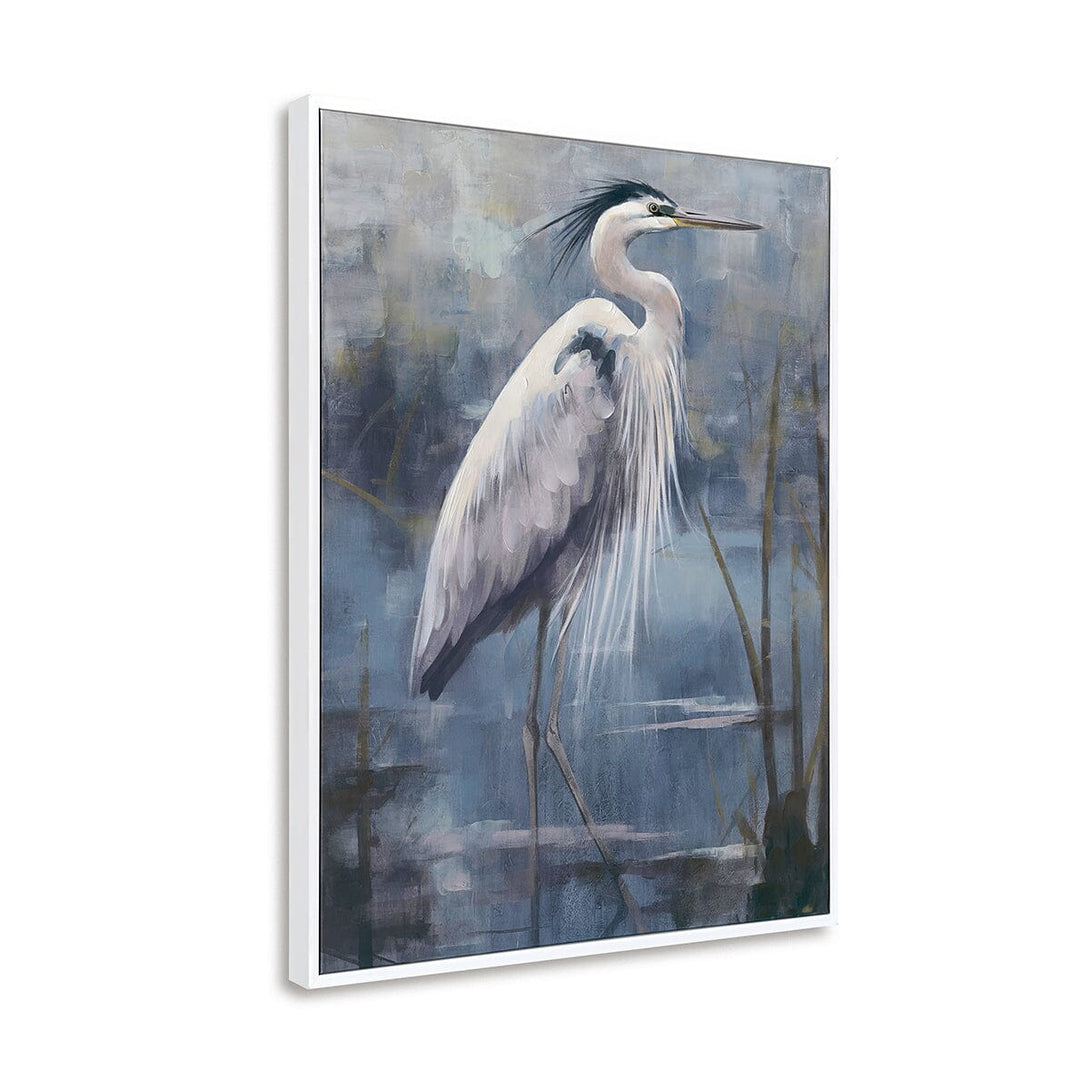 Lakeside Heron - Blue Nature Animal Painting #M2648 Painting artwepaint 
