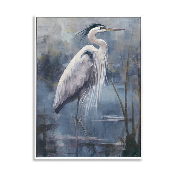 Lakeside Heron - Blue Nature Animal Painting #M2648 Painting artwepaint 
