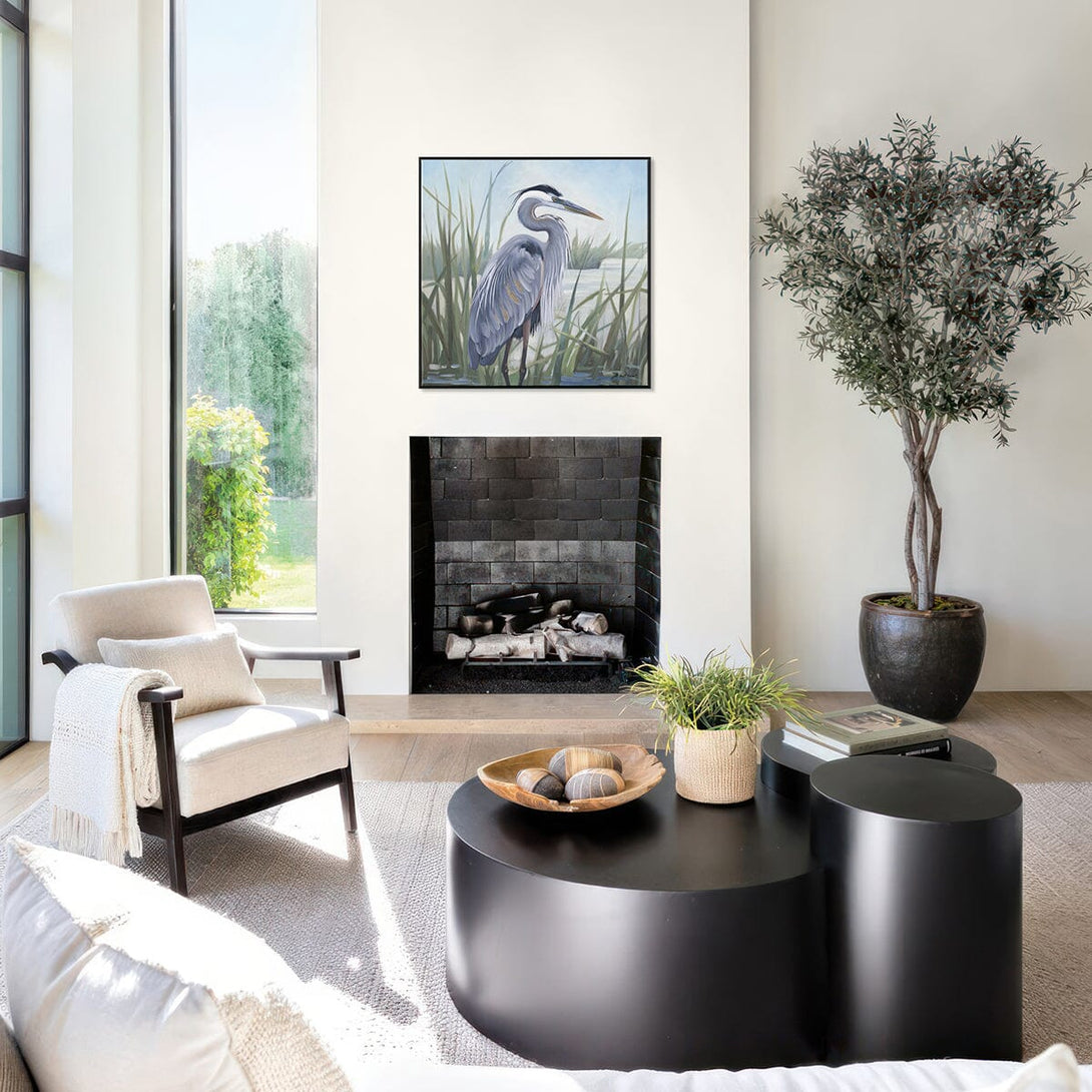 Lakeside Wait - Blue Grey Heron Oil Painting#M6990 Painting artwepaint 