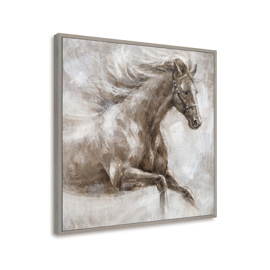 Leaping Horse - Brown White Galloping Oil Painting #M0526 Painting artwepaint 