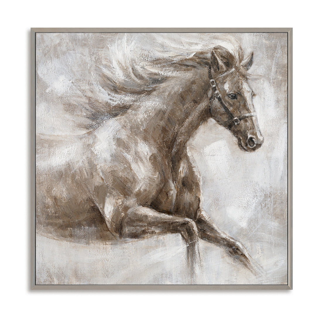 Leaping Horse - Brown White Galloping Oil Painting #M0526 Painting artwepaint 