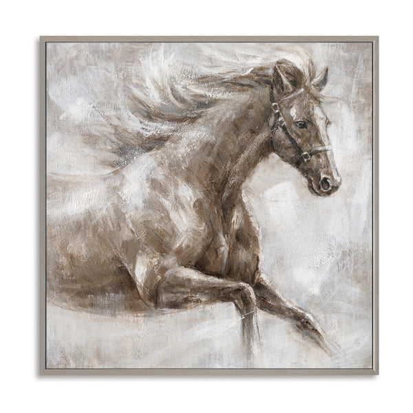Leaping Horse - Brown White Galloping Oil Painting #M0526 Painting artwepaint 