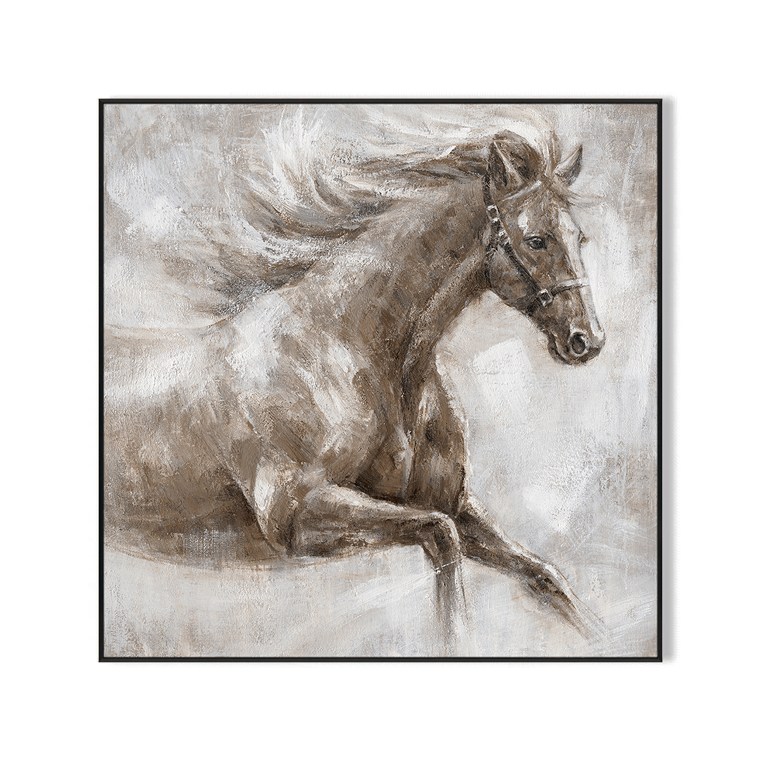 Leaping Horse - Brown White Galloping Oil Painting #M0526 Painting artwepaint 
