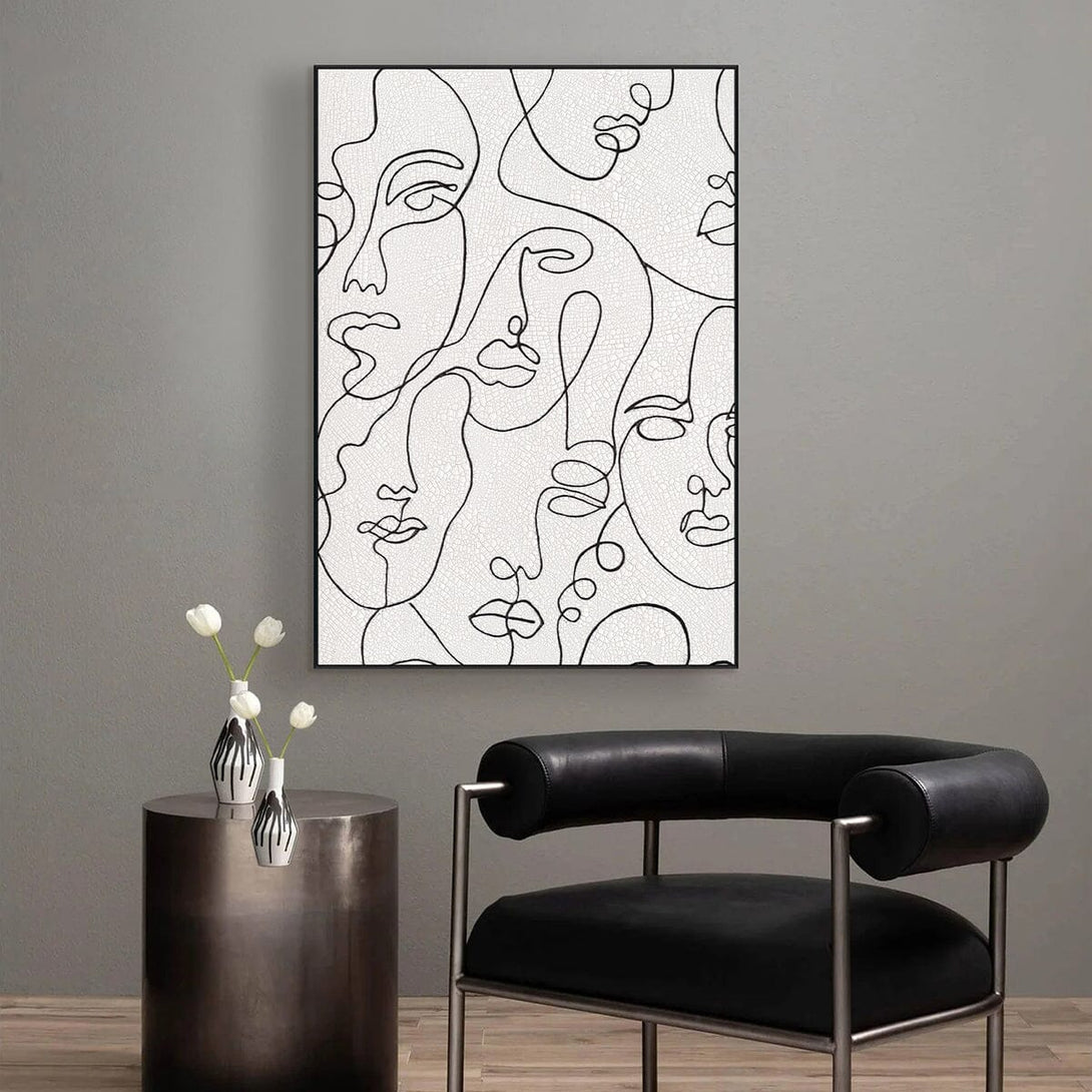 Line Faces – Black Minimal Portrait Art #L2621 Painting artwepaint 