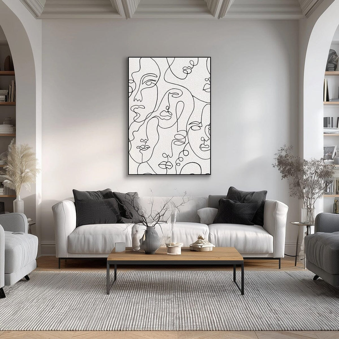 Line Faces – Black Minimal Portrait Art #L2621 Painting artwepaint 