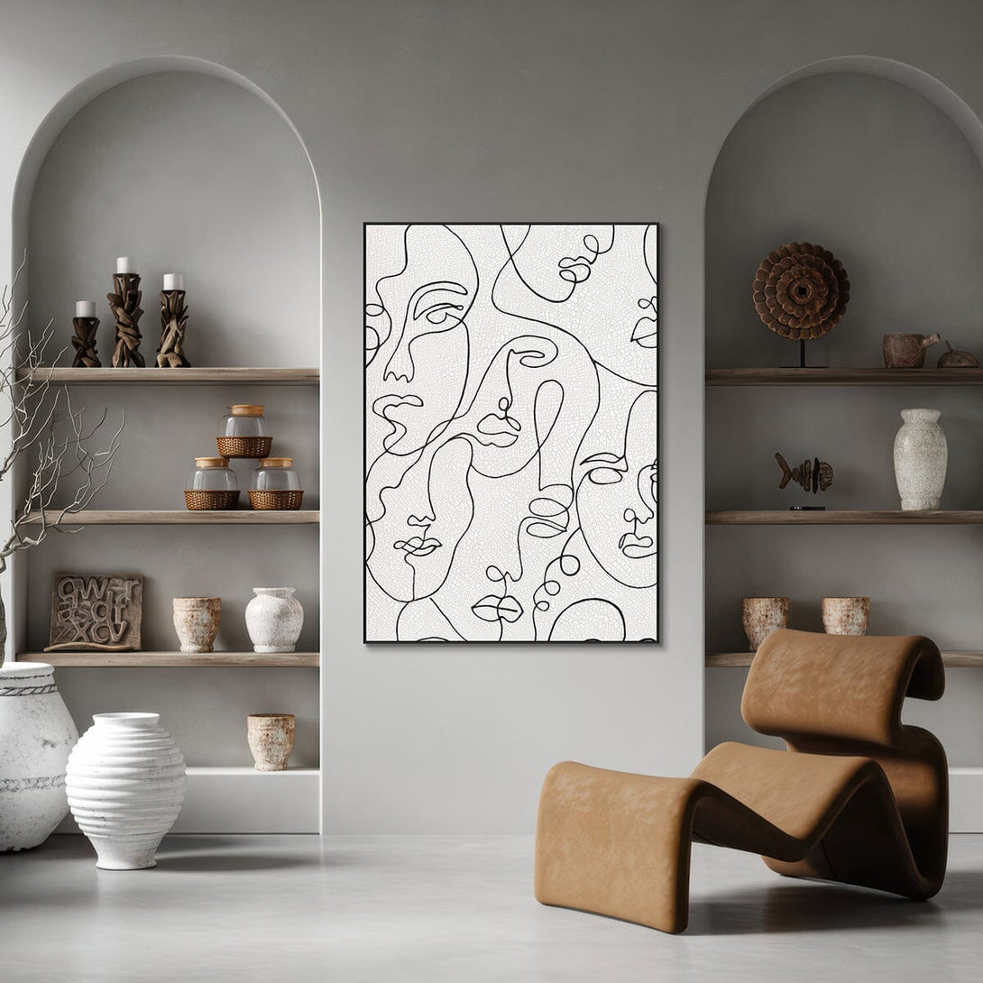 Line Faces – Black Minimal Portrait Art #L2621 Painting artwepaint 