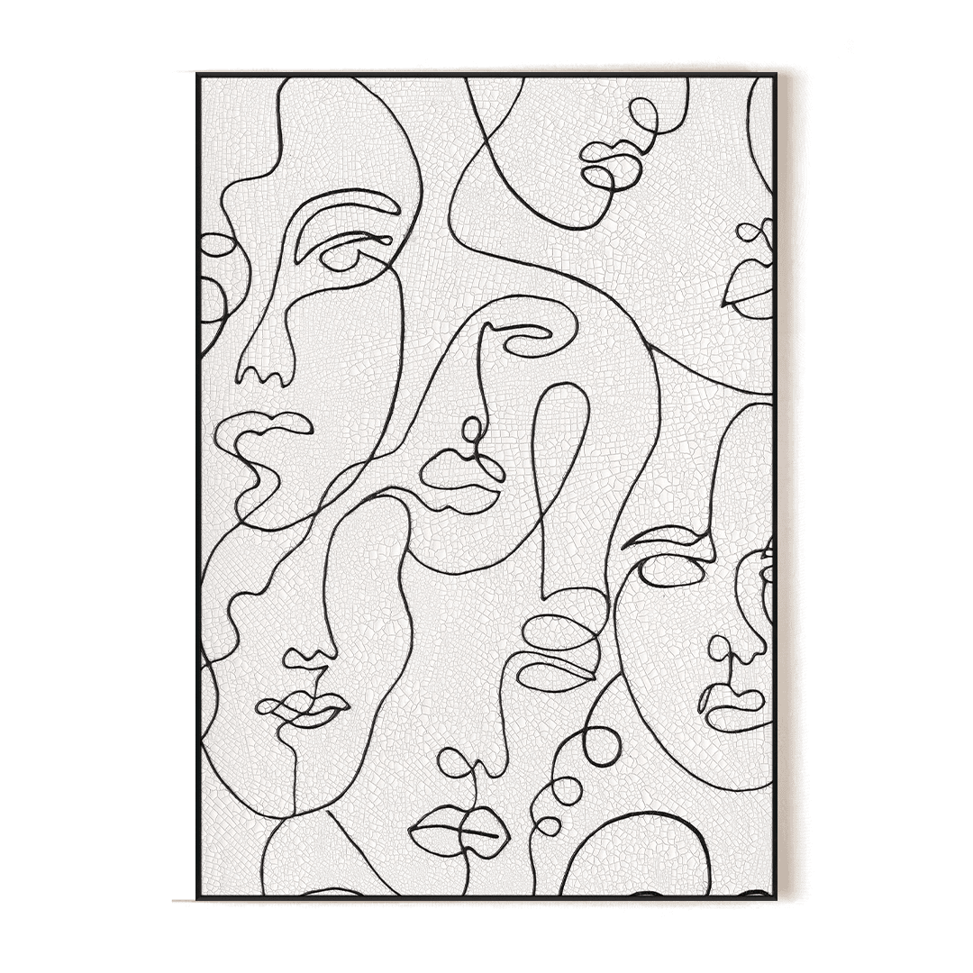 Line Faces – Black Minimal Portrait Art #L2621 Painting artwepaint 