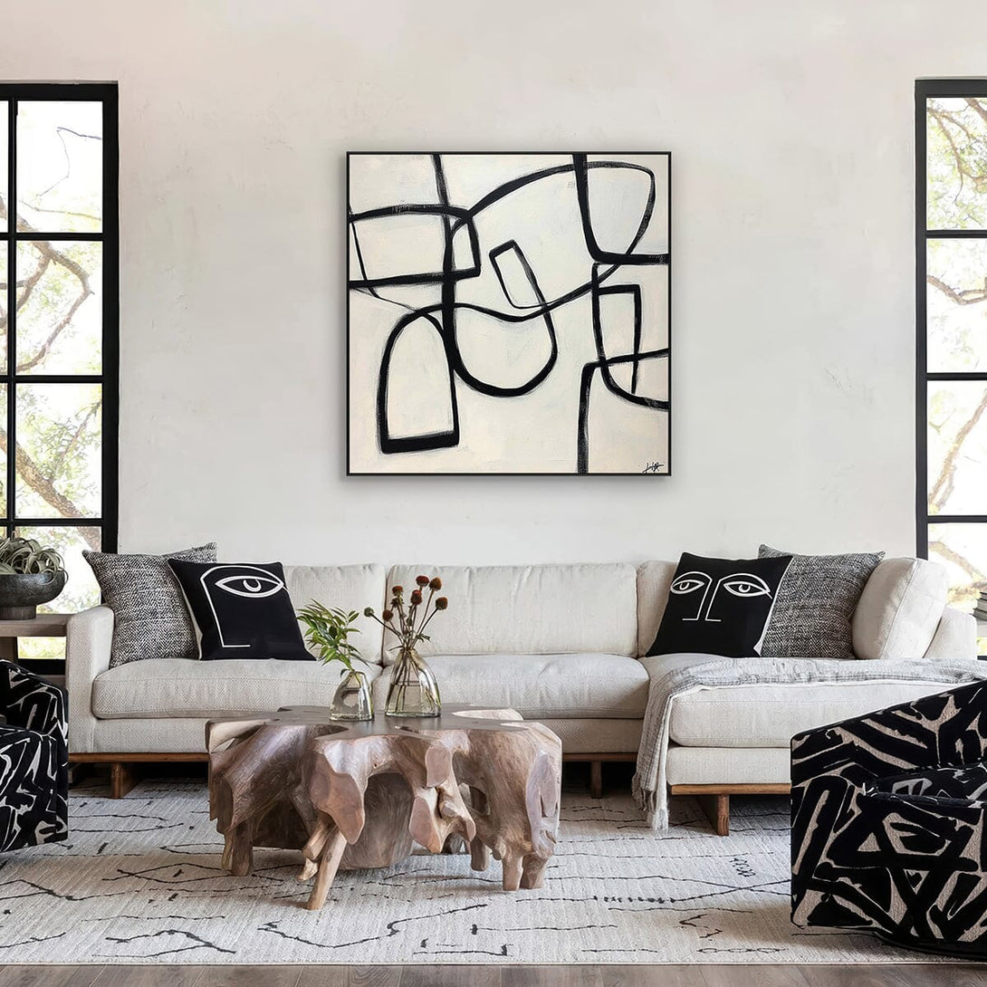 Linear Rhythm - Black and White Abstract Painting #PKS6(300) Painting artwepaint 