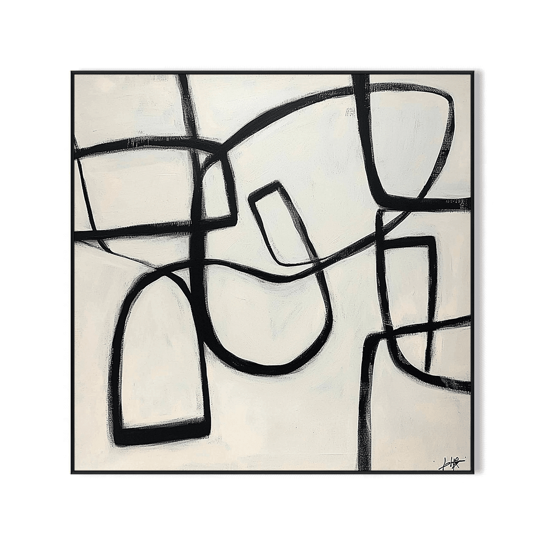 Linear Rhythm - Black and White Abstract Painting #PKS6(300) Painting artwepaint 