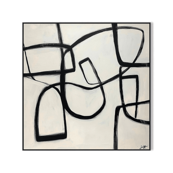 Linear Rhythm - Black and White Abstract Painting #PKS6(300) Painting artwepaint 
