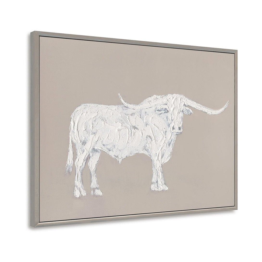 Longhorn Bull - White Textured Art Painting #M0540 Painting artwepaint 