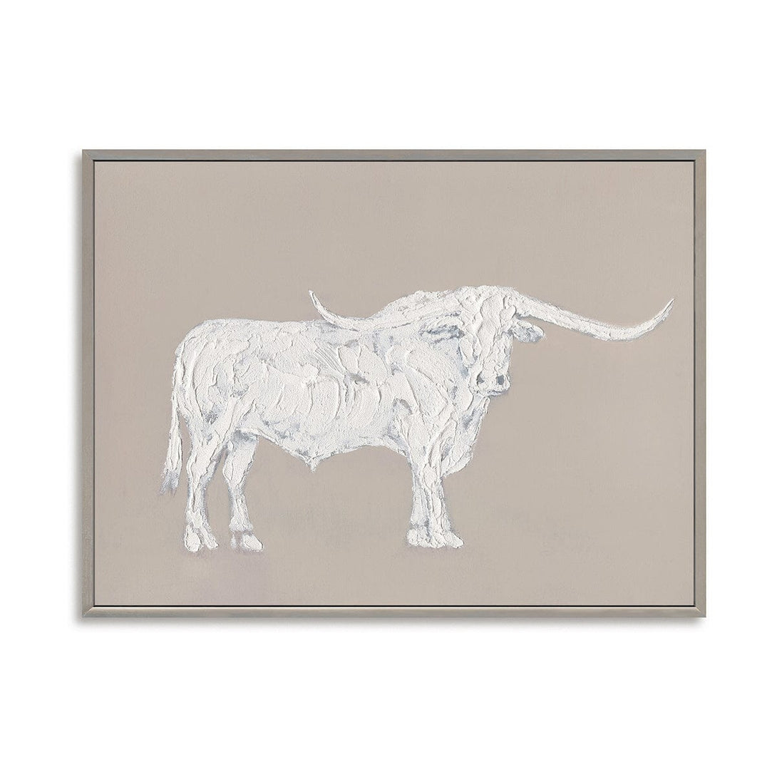 Longhorn Bull - White Textured Art Painting #M0540 Painting artwepaint 