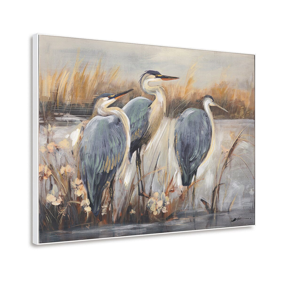 Marsh Serenity - Three Herons Oil Painting#M6942 Painting artwepaint 