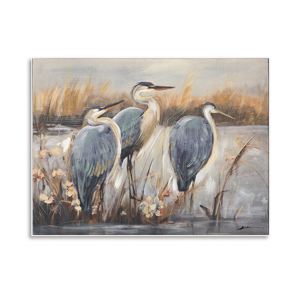 Marsh Serenity - Three Herons Oil Painting#M6942 Painting artwepaint 