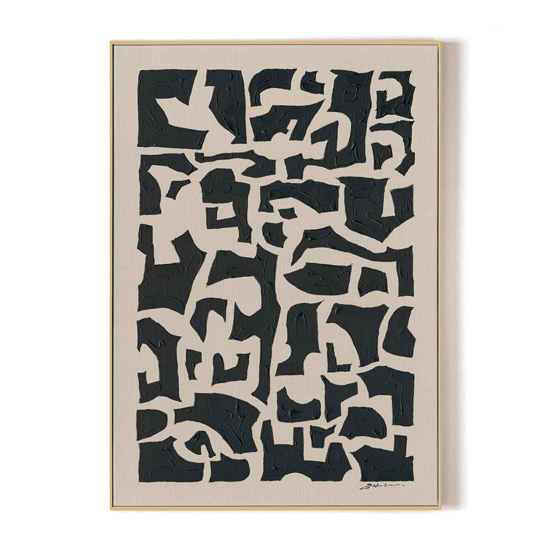 Midnight Forms - Black Geometric Texture Painting#M5854 Painting artwepaint 