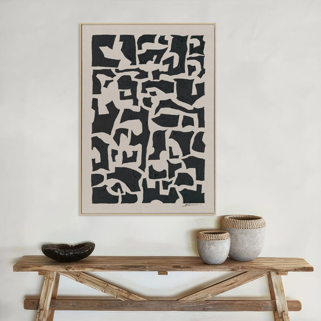 Midnight Forms - Black Geometric Texture Painting#M5854 Painting artwepaint 