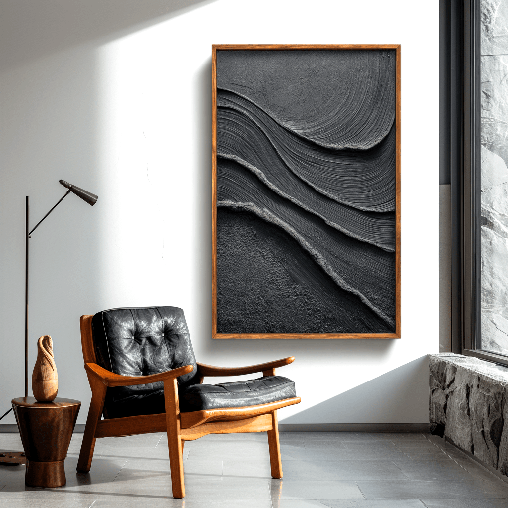 Midnight Terrain – Black Textured Abstract Painting #awp66 Painting artwepaint 
