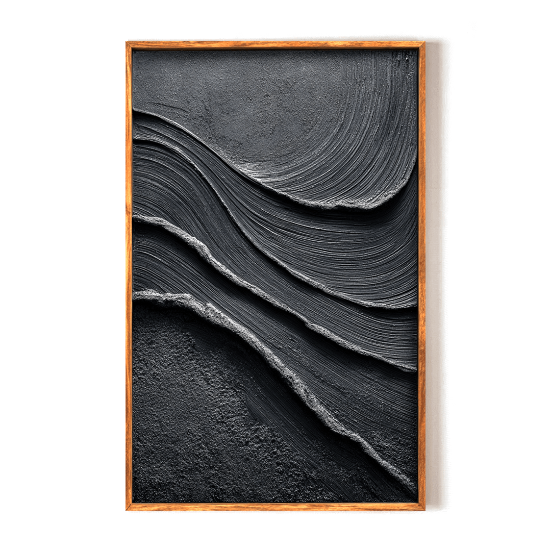 Midnight Terrain – Black Textured Abstract Painting #awp66 Painting artwepaint 