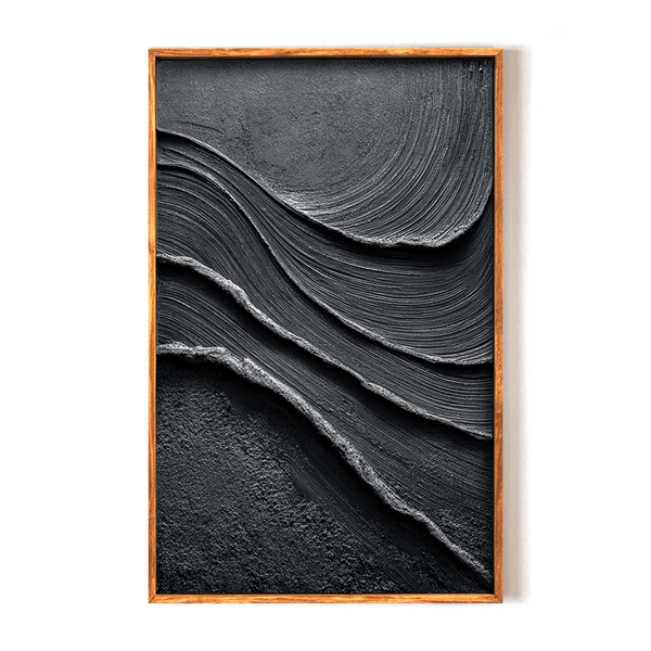 Midnight Terrain – Black Textured Abstract Painting #awp66 Painting artwepaint 