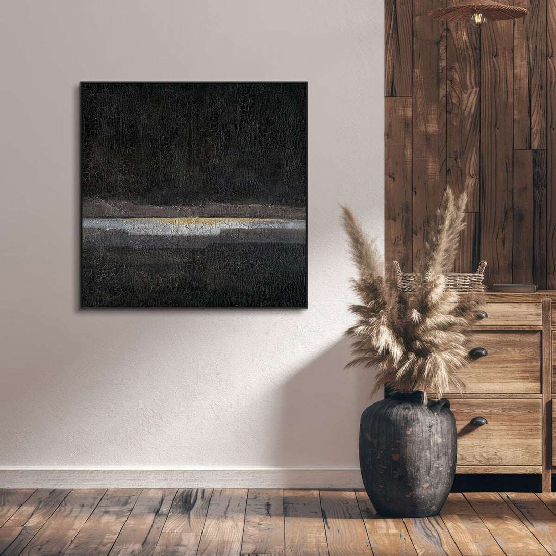 Midnight Veil – Black Gold Abstract Texture #L4594 Painting artwepaint 