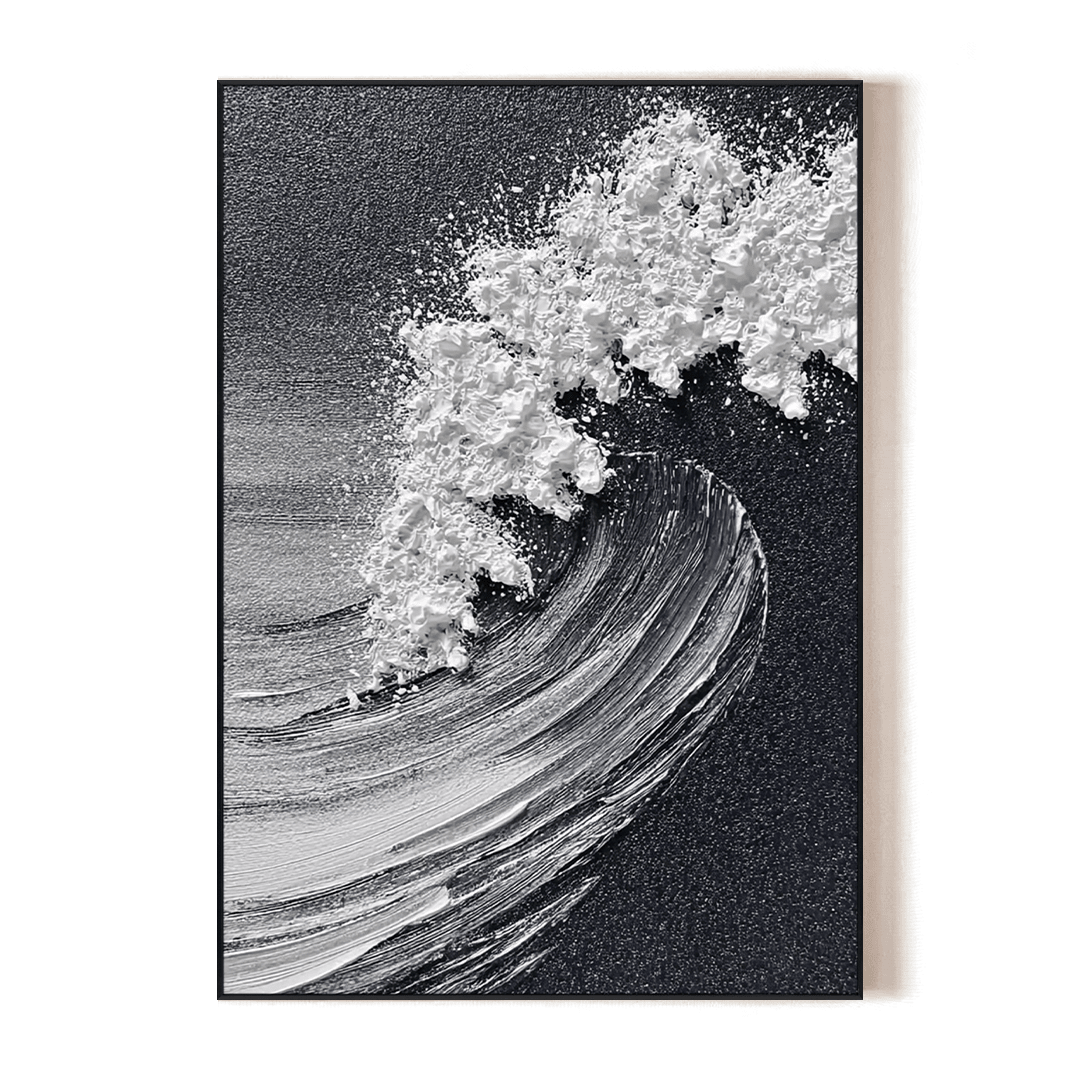 Midnight Wave – Black & White Textured Painting #RIS2(130) Painting artwepaint 