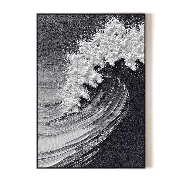 Midnight Wave – Black & White Textured Painting #RIS2(130) Painting artwepaint 