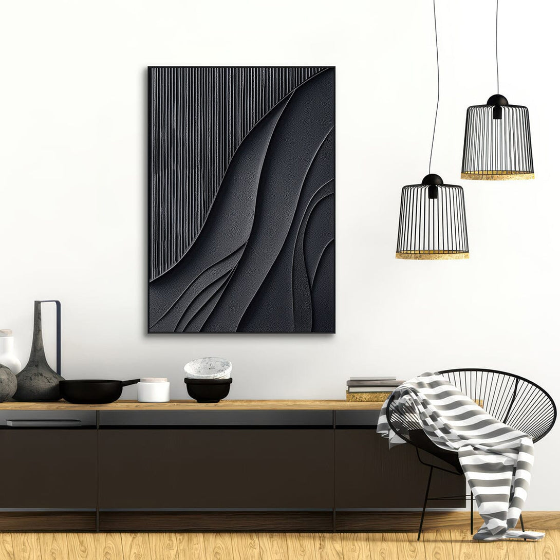 Midnight Waves – Black Textured Abstract Painting #PIS6(26) Painting artwepaint 