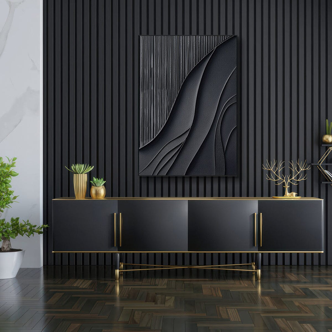 Midnight Waves – Black Textured Abstract Painting #PIS6(26) Painting artwepaint 