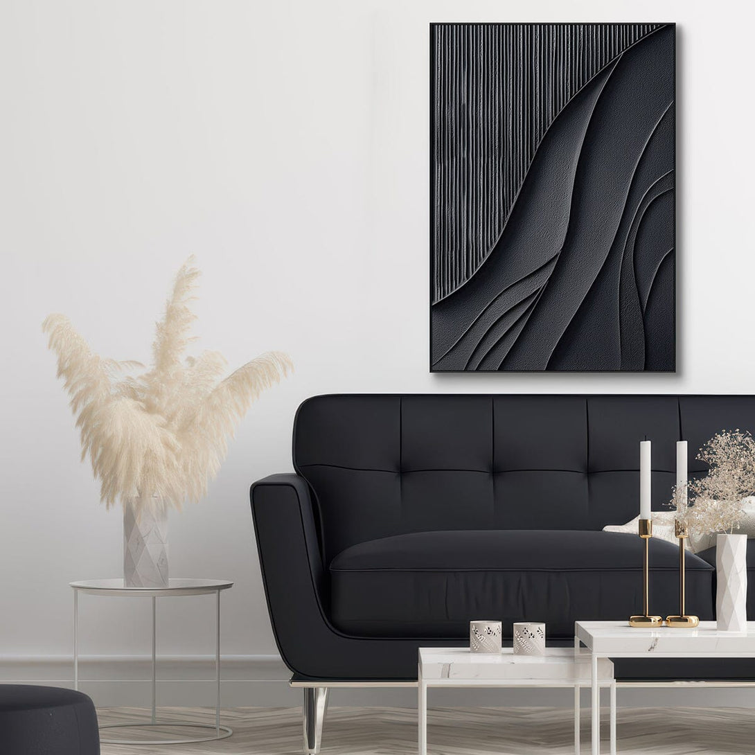 Midnight Waves – Black Textured Abstract Painting #PIS6(26) Painting artwepaint 