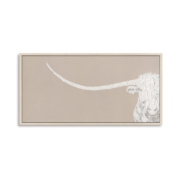 Minimalist Longhorn - White Textured Art Painting #M0542 Painting artwepaint 