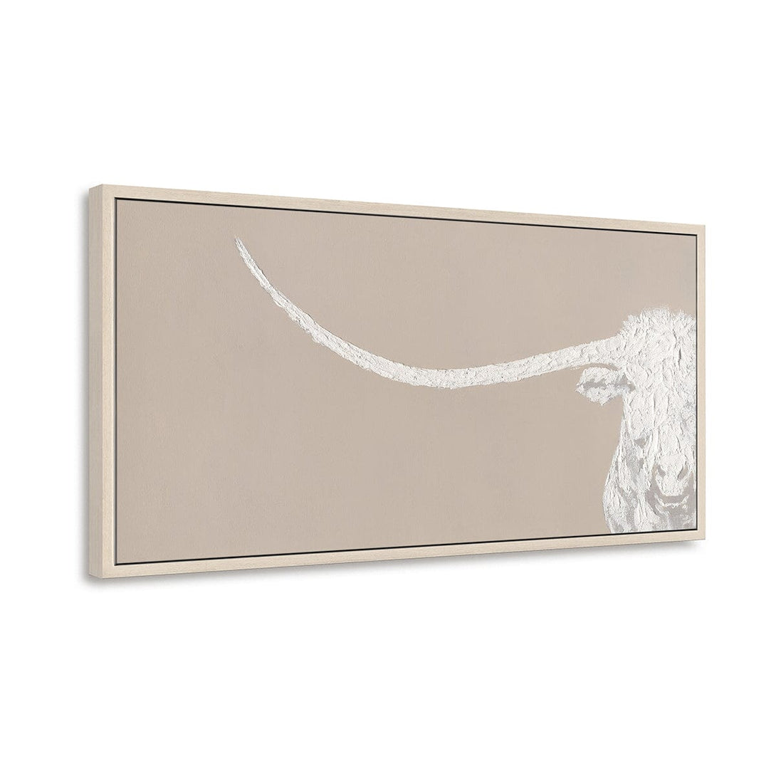 Minimalist Longhorn - White Textured Art Painting #M0542 Painting artwepaint 