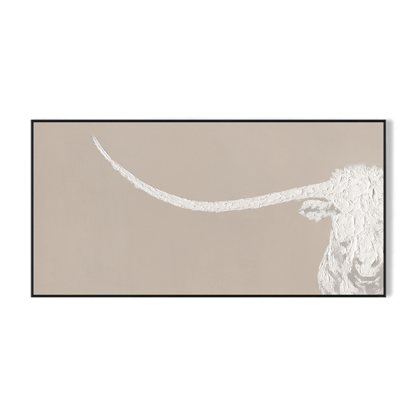 Minimalist Longhorn - White Textured Art Painting #M0542 Painting artwepaint 