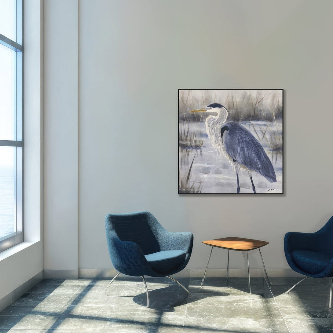 Mist Gaze - Blue Grey Heron Oil Painting#M6916 Painting artwepaint 