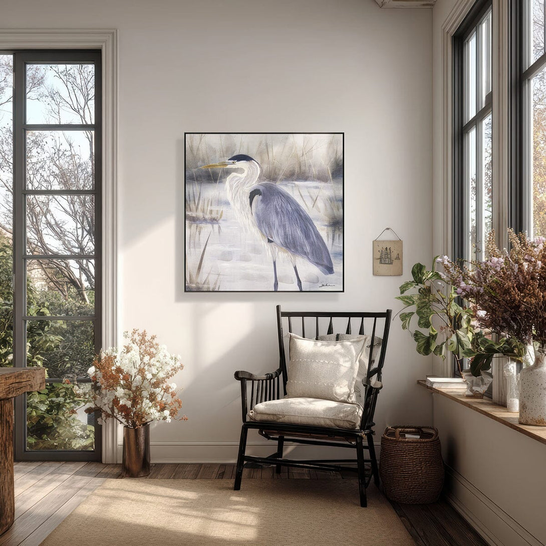 Mist Gaze - Blue Grey Heron Oil Painting#M6916 Painting artwepaint 